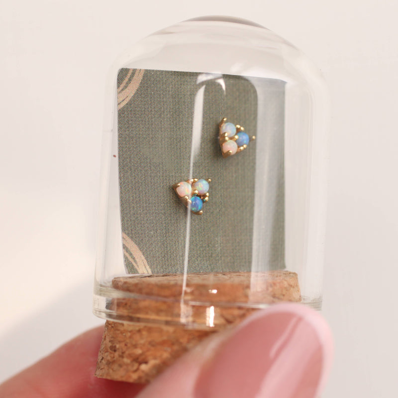 A Trio of Turquoise Opal Stud Earrings