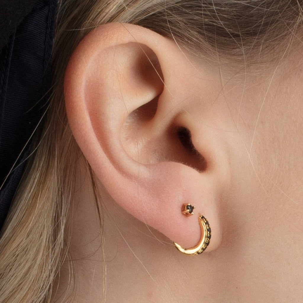 Teeny Tiny Stud Earrings | 18k Gold Plated Sterling Silver / Clear