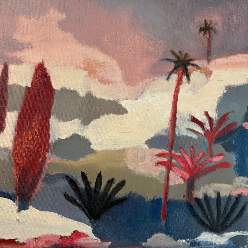 'Red Skies' Oil Painting, Framed