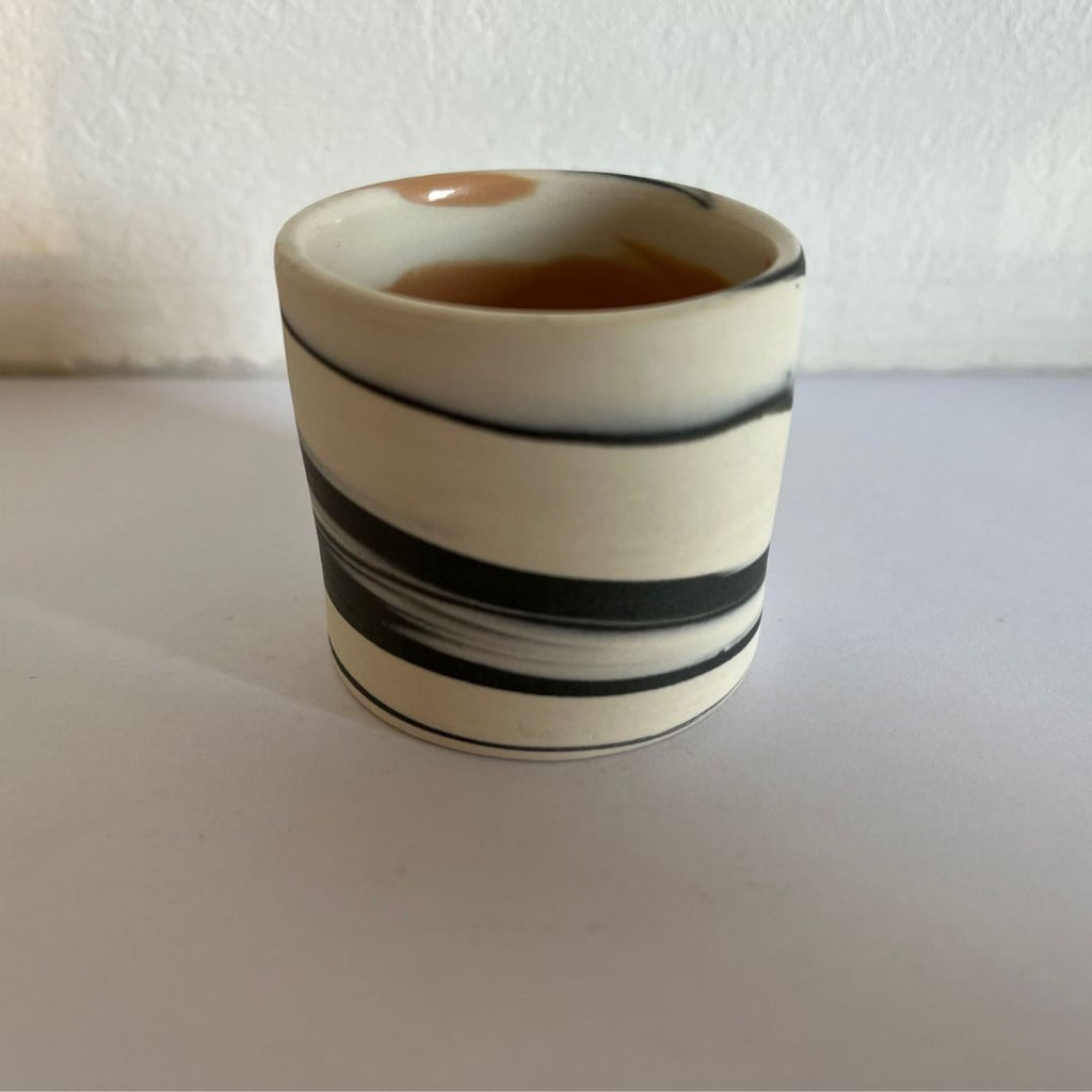 Polished Egg Cup With Grey, White And Soft pink Swirls