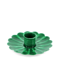Enamel flat flower candle holder | Dark green