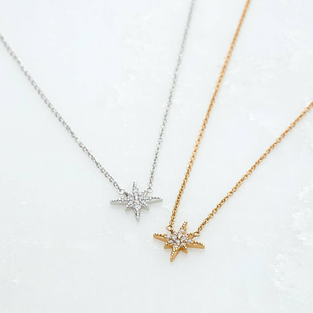 Starburst Necklace with Slider Clasp | Rhodium Plated