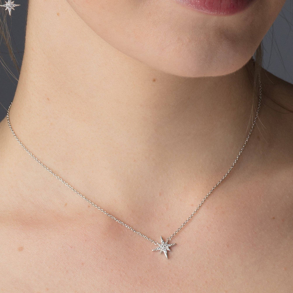 Starburst Necklace with Slider Clasp | Rhodium Plated