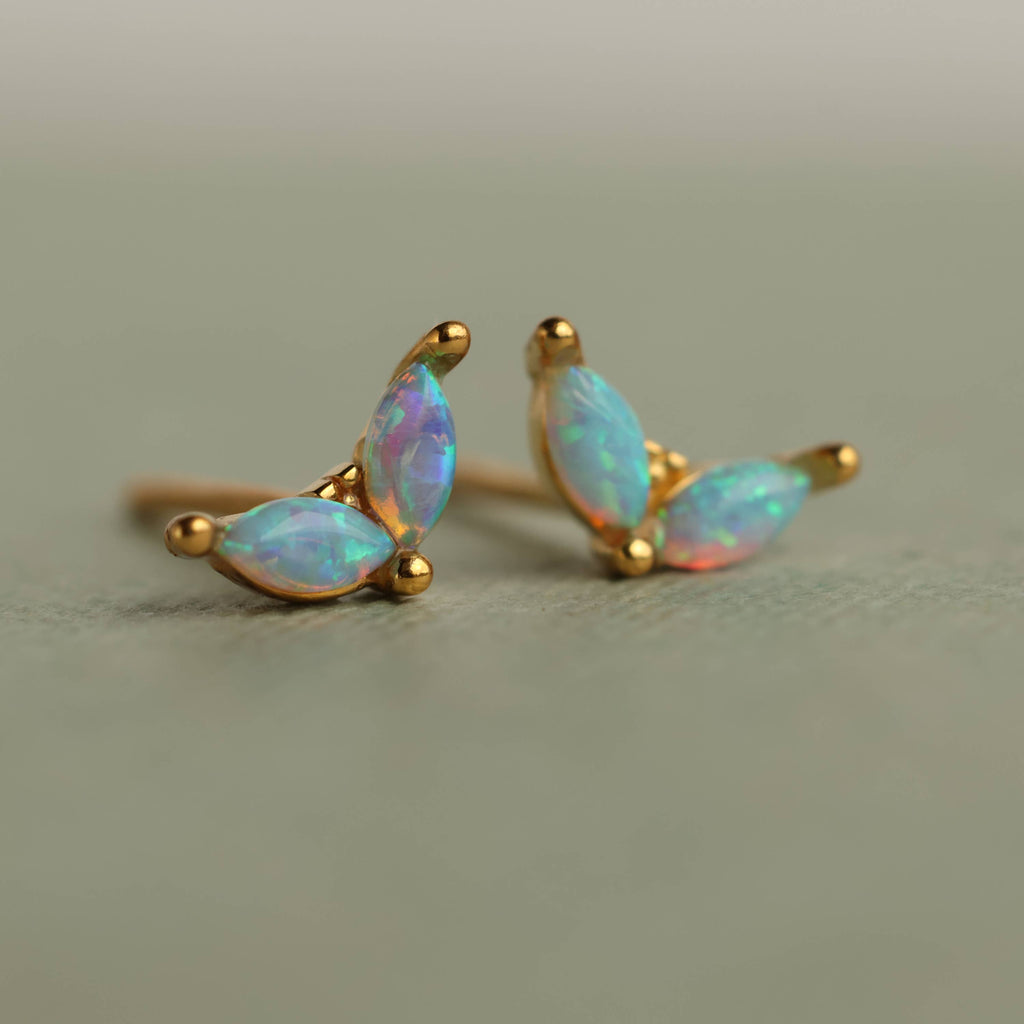 Opal Petal Stud Earrings
