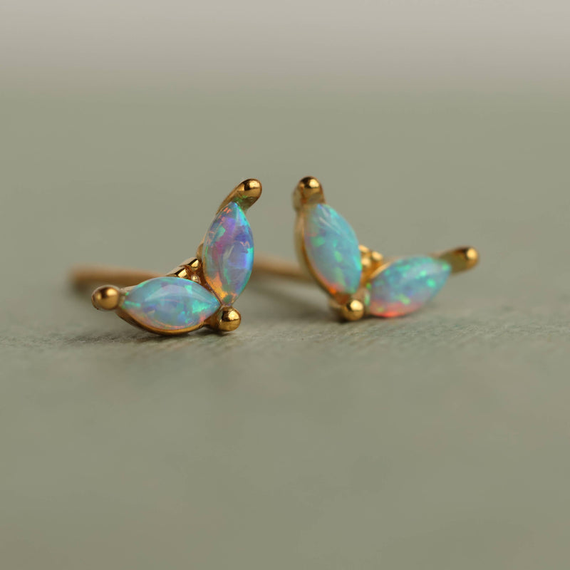 Opal Petal Stud Earrings