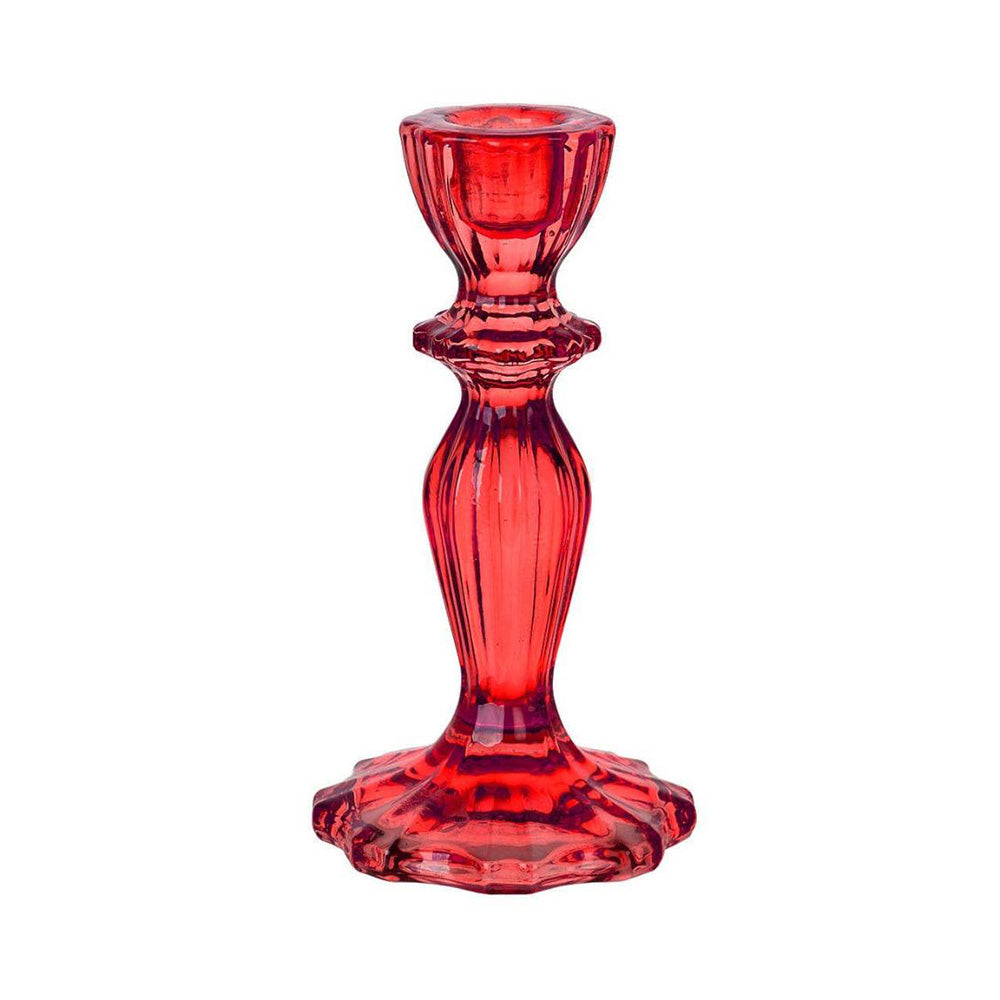 Glass Candle Holder in Red