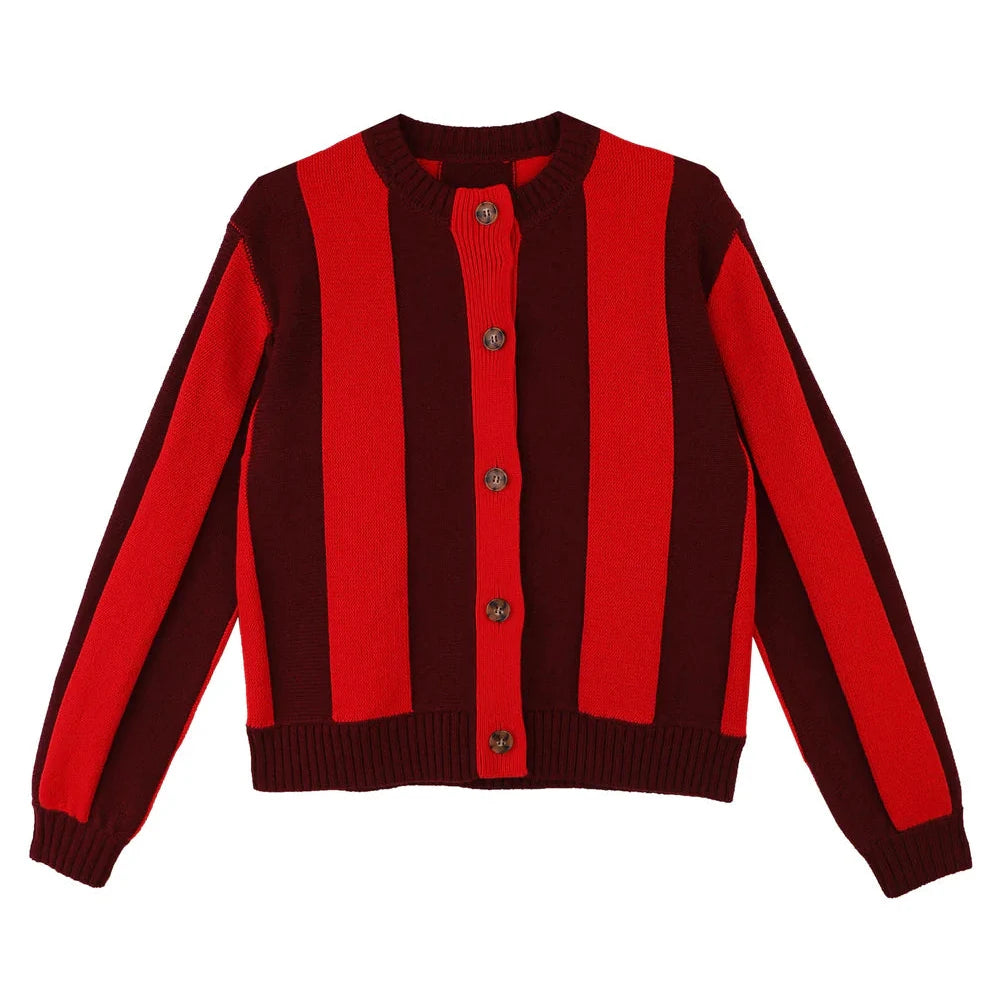 Ace Cardigan - Burgundy Stripe