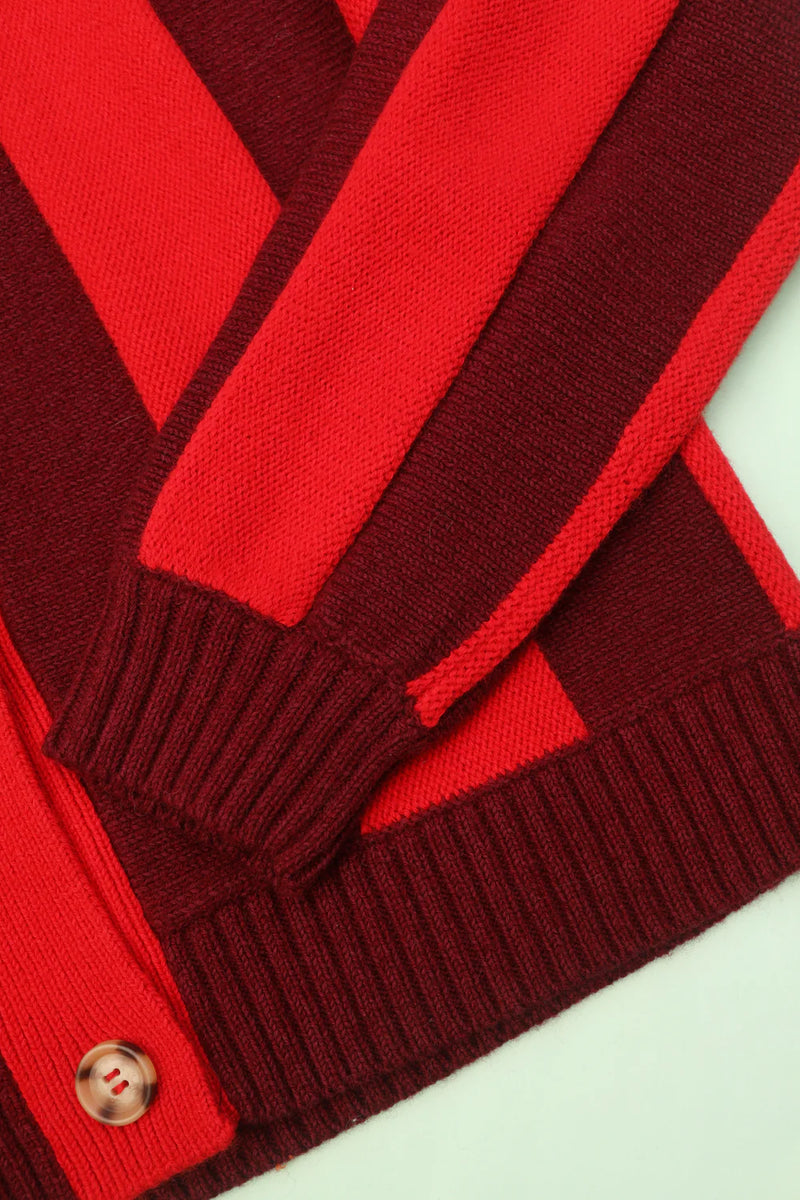 Ace Cardigan - Burgundy Stripe