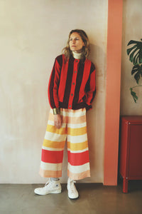 Ace Cardigan - Burgundy Stripe