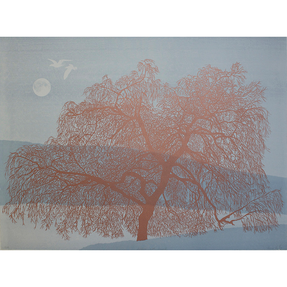 Willow with Seagulls - Framed Screen Print