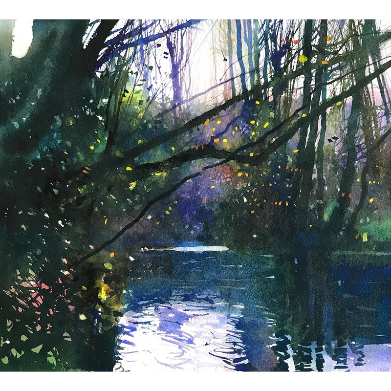 'Autumn Pool' Watercolour, Framed