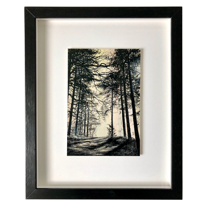 'Beyond The Trees' Ink & Gouache Painting, Framed.