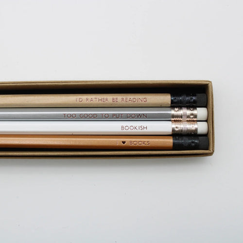 Book Lover Pencil Set - Natural