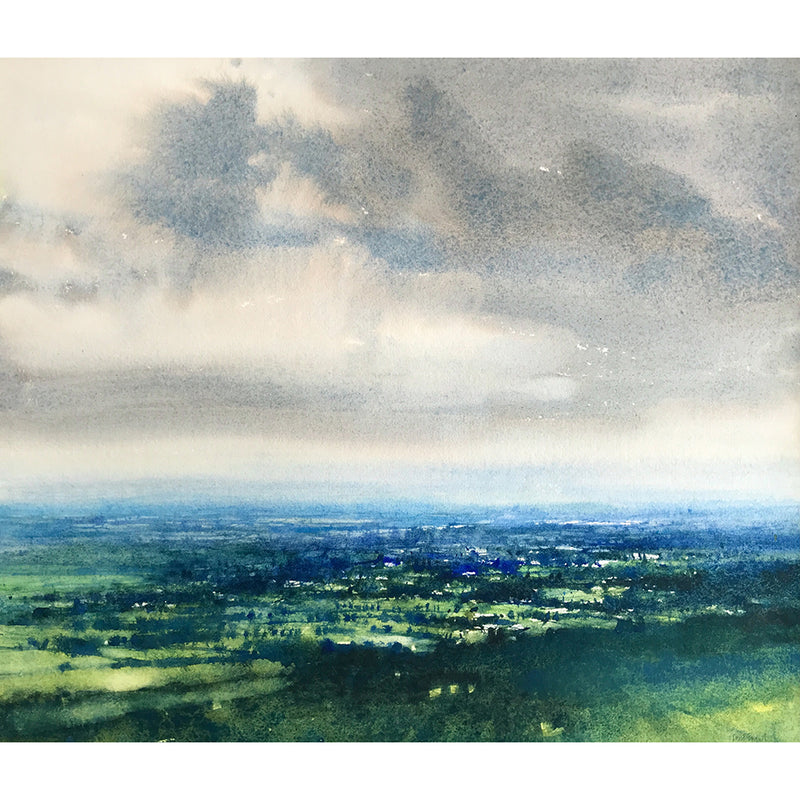 'Blue Summer' Watercolour, Framed