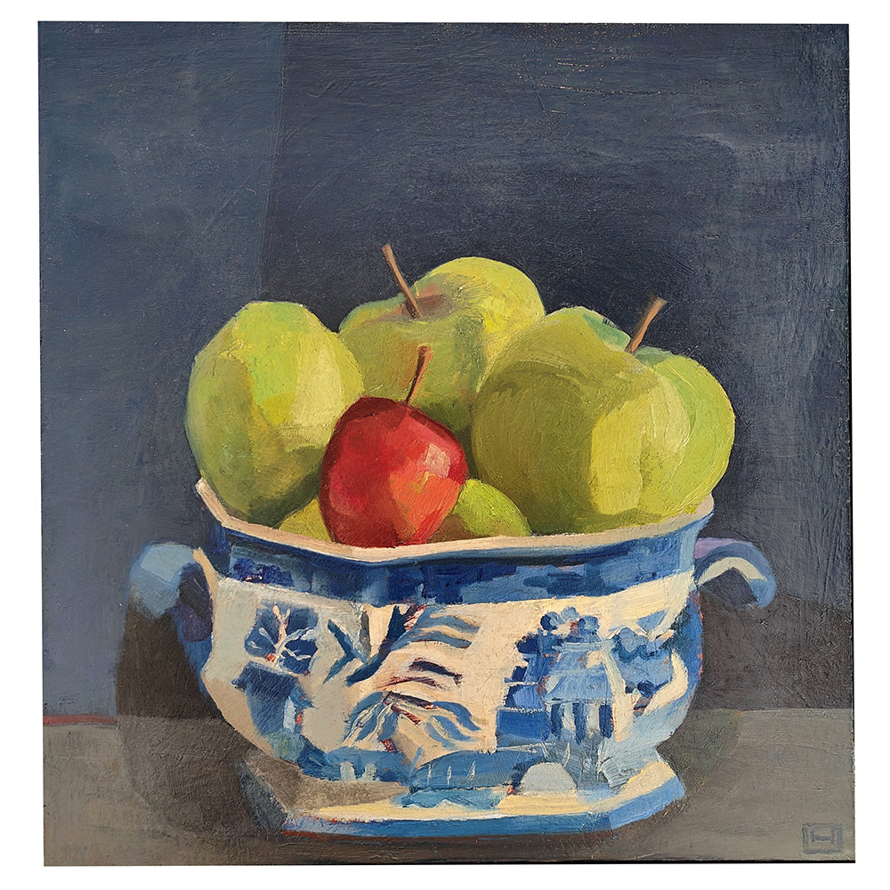 'Bramley Apples in Willow Pattern' Oil Painting, Framed