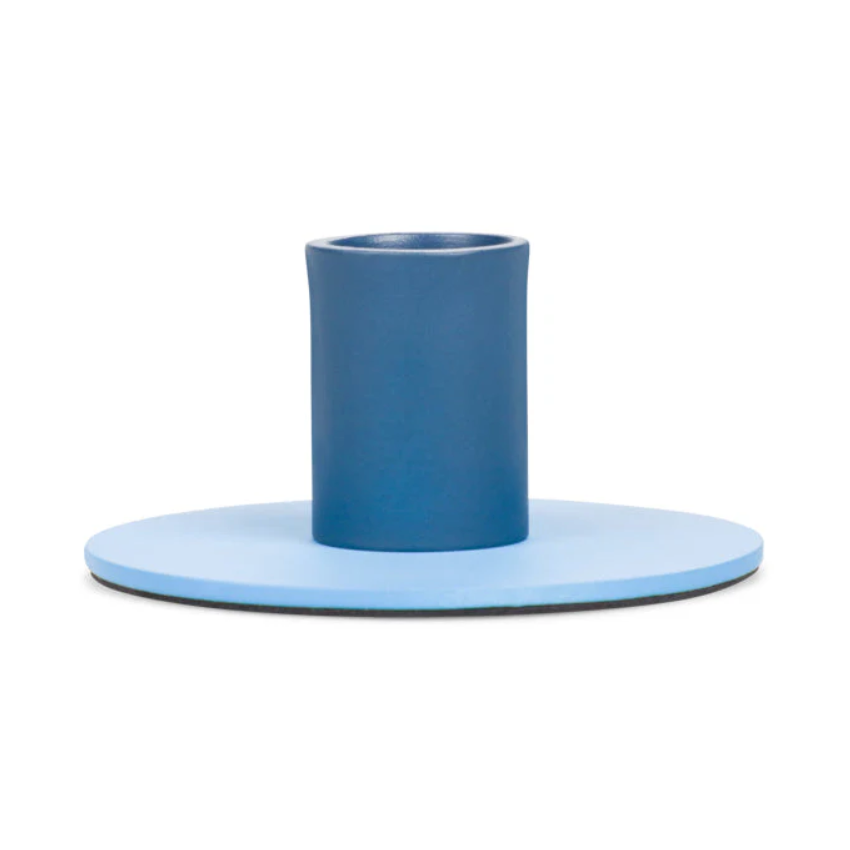 Small Two-Tone Blue Metal Candleholder