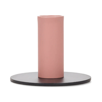 Tall Pink and Black Metal Candleholder