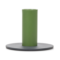 Tall Black and Green Metal Candleholder