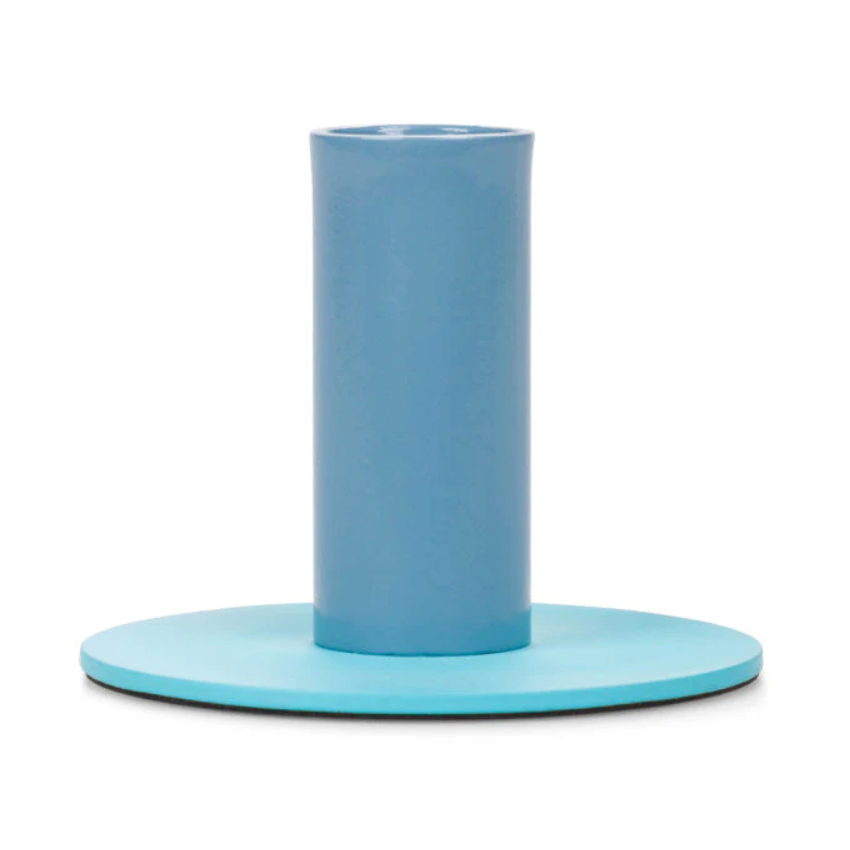 Tall Two-Tone Blue Metal Candleholder