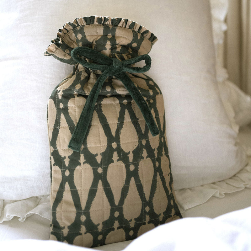 Indian Teal Blockprint Hot Water Bottle