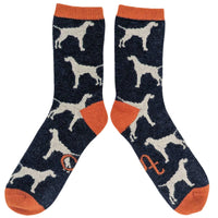 Men's Navy Dog Lambswool Ankle Socks