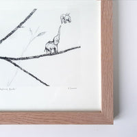 Elephant Bird Mother and Baby Print.