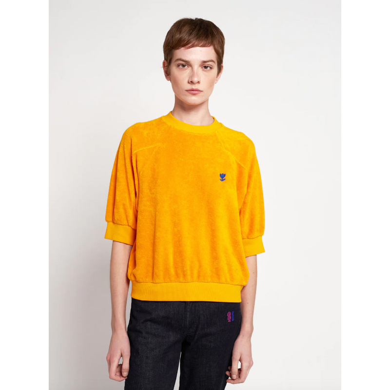 Embroidered Terry 3/4 Sleeve T-Shirt