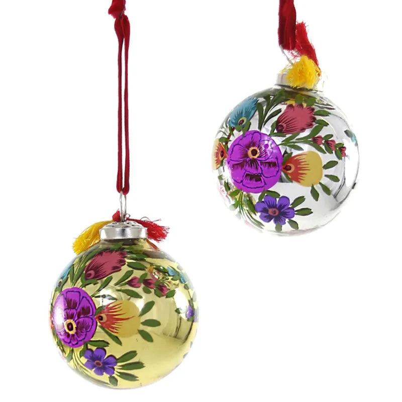 Folk Garden Bauble Christmas Decoration- Gold or Silver