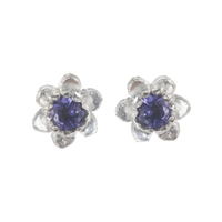 Tiny Forget Me Not Studs, Blue Iolite and Silver