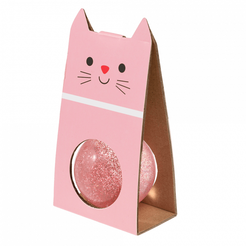 Glitter Bouncy Ball-Pink cat