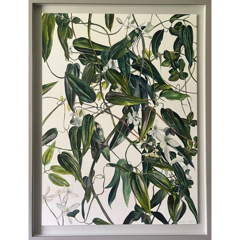 'Green Leaves' Framed Watercolour
