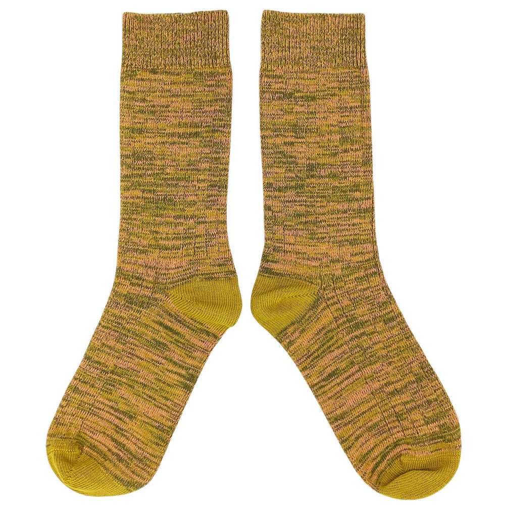 Unisex Organic Cotton Ribbed Socks - Green Marl