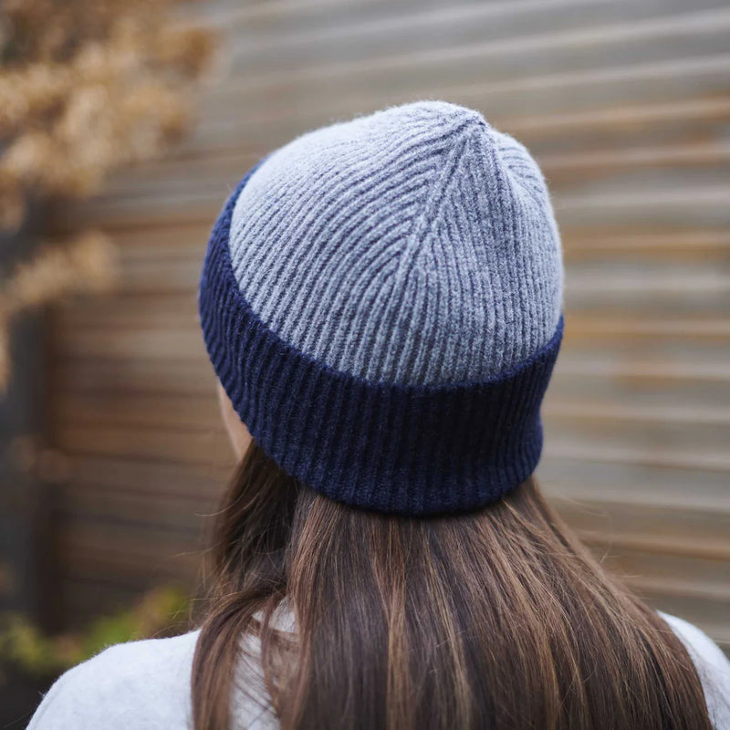 Unisex Beanie Hat - Grey & Navy