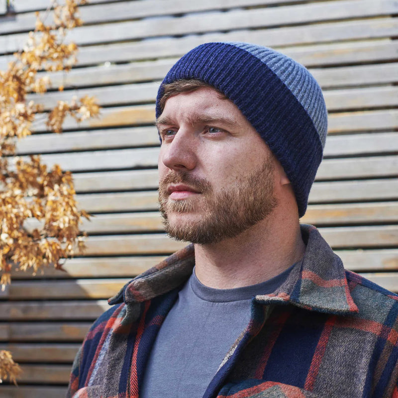 Unisex Beanie Hat - Grey & Navy