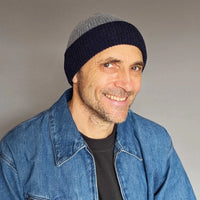 Unisex Beanie Hat - Grey & Navy