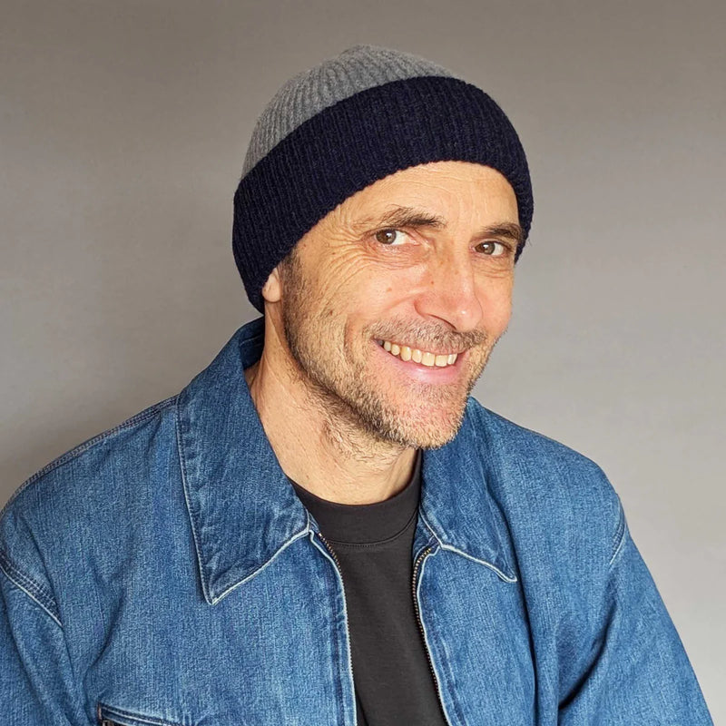 Unisex Beanie Hat - Grey & Navy