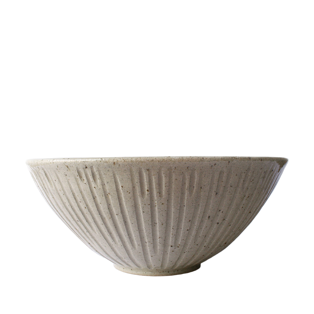 Large Ribbed Rustic Clay Bowl