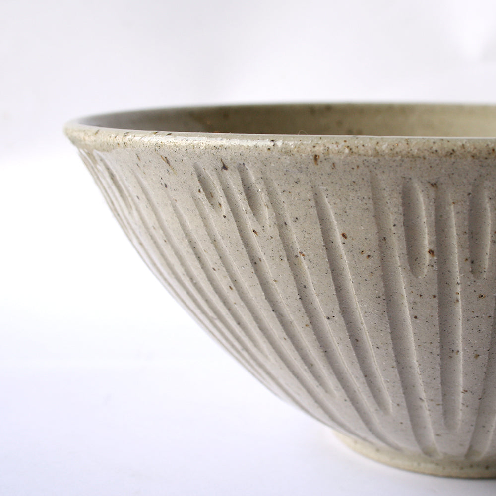 Large Ribbed Rustic Clay Bowl