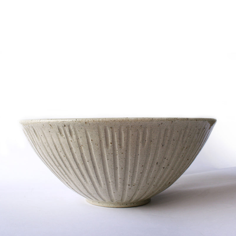 Large Ribbed Rustic Clay Bowl