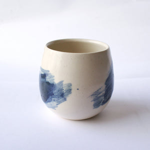 Large Ceramic Tumbler with Blue Paint Stroke