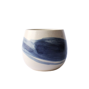 Large Ceramic Tumbler with Blue Paint Stroke