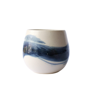 Large Ceramic Tumbler with Blue Paint Stroke