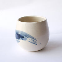 Large Ceramic Tumbler with Blue Paint Stroke