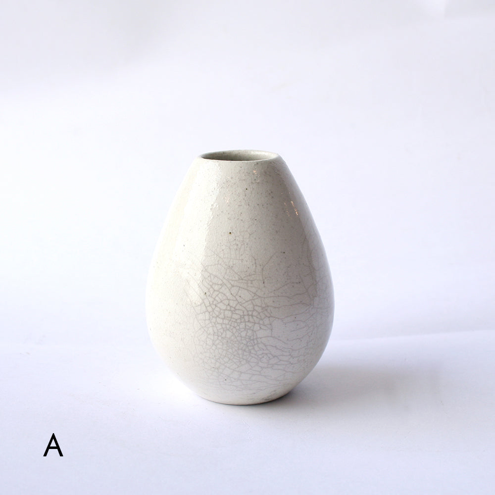 Little White Crackle Raku Bud Vase