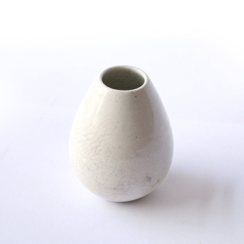 Little White Crackle Raku Bud Vase