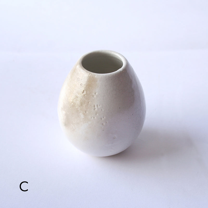 Little White Crackle Raku Bud Vase