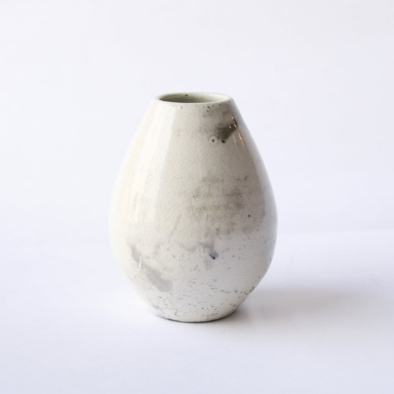 Little White Crackle Raku Bud Vase