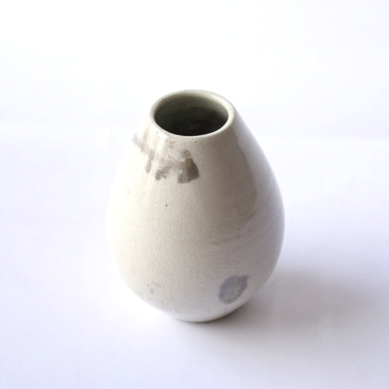 Little White Crackle Raku Bud Vase