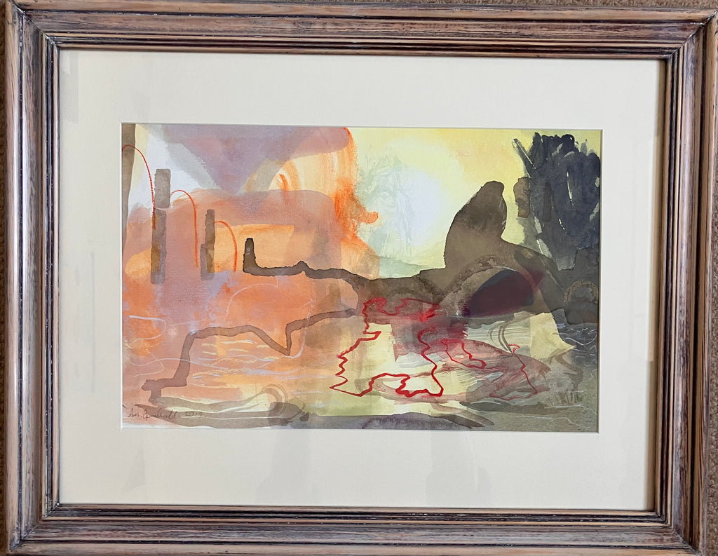 'Avon walk No52, B on A', Watercolour and Pastel, Framed