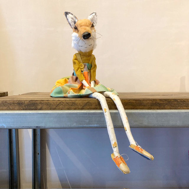 Fox in Check Dress Sculpture